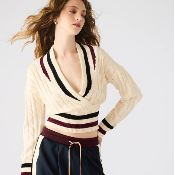 Steve Madden Varsity V-neck Addison Sweater - Picture 4 of 13